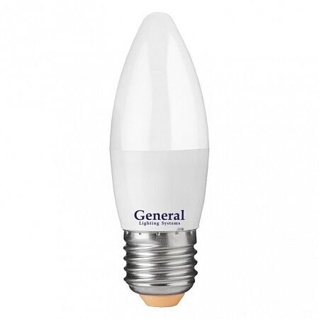 Лампа с/д "General" GLDEN-CF 15Вт, 230В, Е27,6500К, 1070Лм, свеча матовая